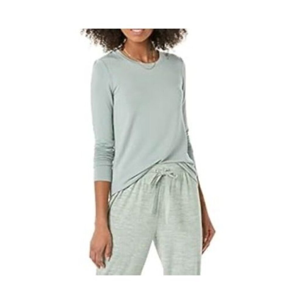 Daily Ritual Sage Super Soft Terry Long Sleeve Shirt With Shirttail Hem SIZE-XL